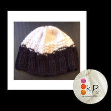 Load image into Gallery viewer, K1P2 teen to adult black & white handknit hat