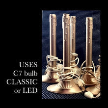 Load image into Gallery viewer, VINTAGE electric candles faux drip…..gold