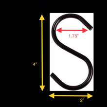 Load image into Gallery viewer, BLACK S-HOOKS…4 pc. utility hooks - sh