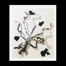 Load image into Gallery viewer, Wired fabric “FLORAL STEMS” BLK/WH