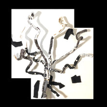 Load image into Gallery viewer, Wired fabric “FLORAL STEMS” BLK/WH