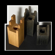 Load image into Gallery viewer, VINTAGE WOOD ELIKA CANDLE HOLDERS - black