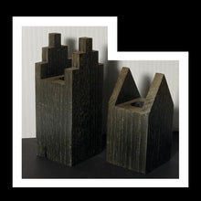 Load image into Gallery viewer, VINTAGE WOOD ELIKA CANDLE HOLDERS - black
