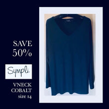 Load image into Gallery viewer, SYMPLI  VNECK  cobalt  LS LONG TOP