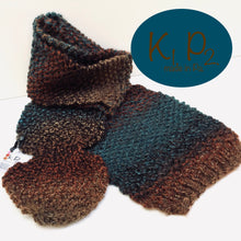 Load image into Gallery viewer, k1p2 brown - turquoise hats /scarves