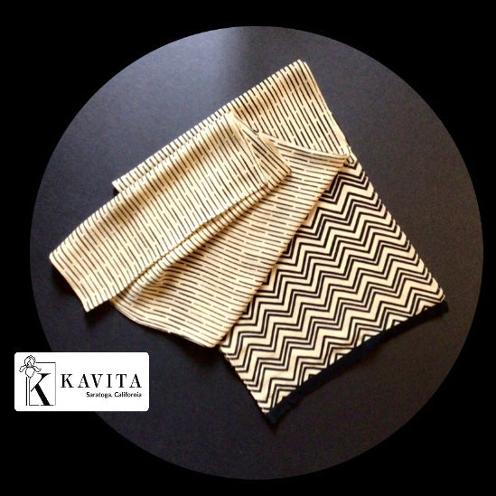 Kavita  silk scarf  USA HANDMADE bg/bk