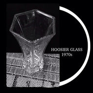 Vintage Clear Glass  Hexagon Trumpet  Vase 4040,  Hoosier Glass, USA