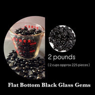 Flat Bottom Black Glass Gems