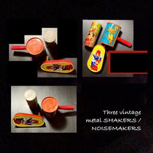 Load image into Gallery viewer, 3 VINTAGE metal NOISEMAKERS
