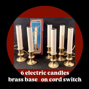 6 VINTAGE electric candles brass base