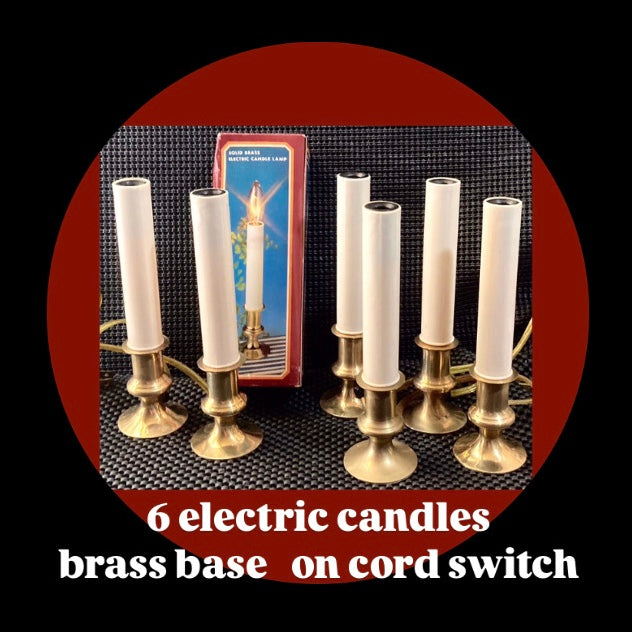 6 VINTAGE electric candles brass base