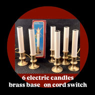 6 VINTAGE electric candles brass base