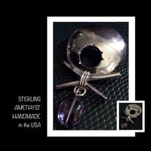 Load image into Gallery viewer, Silver Amethyst pin USA Handmade
