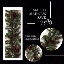 Load image into Gallery viewer, 8 foot mixed greens garland
