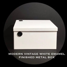 Load image into Gallery viewer, Modern vintage white metal lidded box
