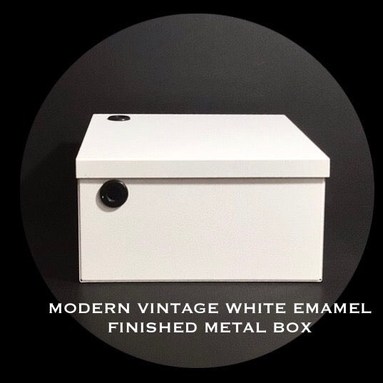Modern vintage white metal lidded box