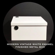 Modern vintage white metal lidded box