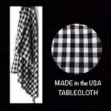 Load image into Gallery viewer, BLACK and WHITE CHECK TABLECLOTHS
