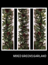 Load image into Gallery viewer, 8 foot mixed greens garland
