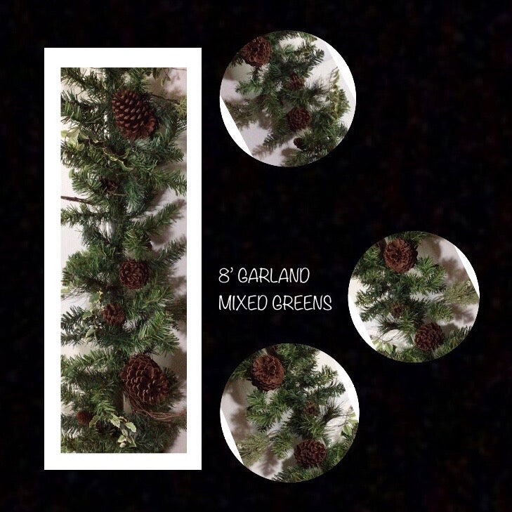 8 foot mixed greens garland