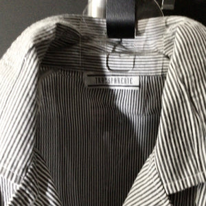 PO - TRANSPARENTE stripe button front jacket top