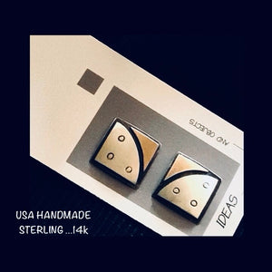 mixed metal USA MADE SQUARE  EARRINGS
