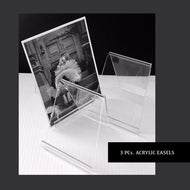 3 CLEAR ACRYLIC DISPLAY EASEL .. photo, signage…