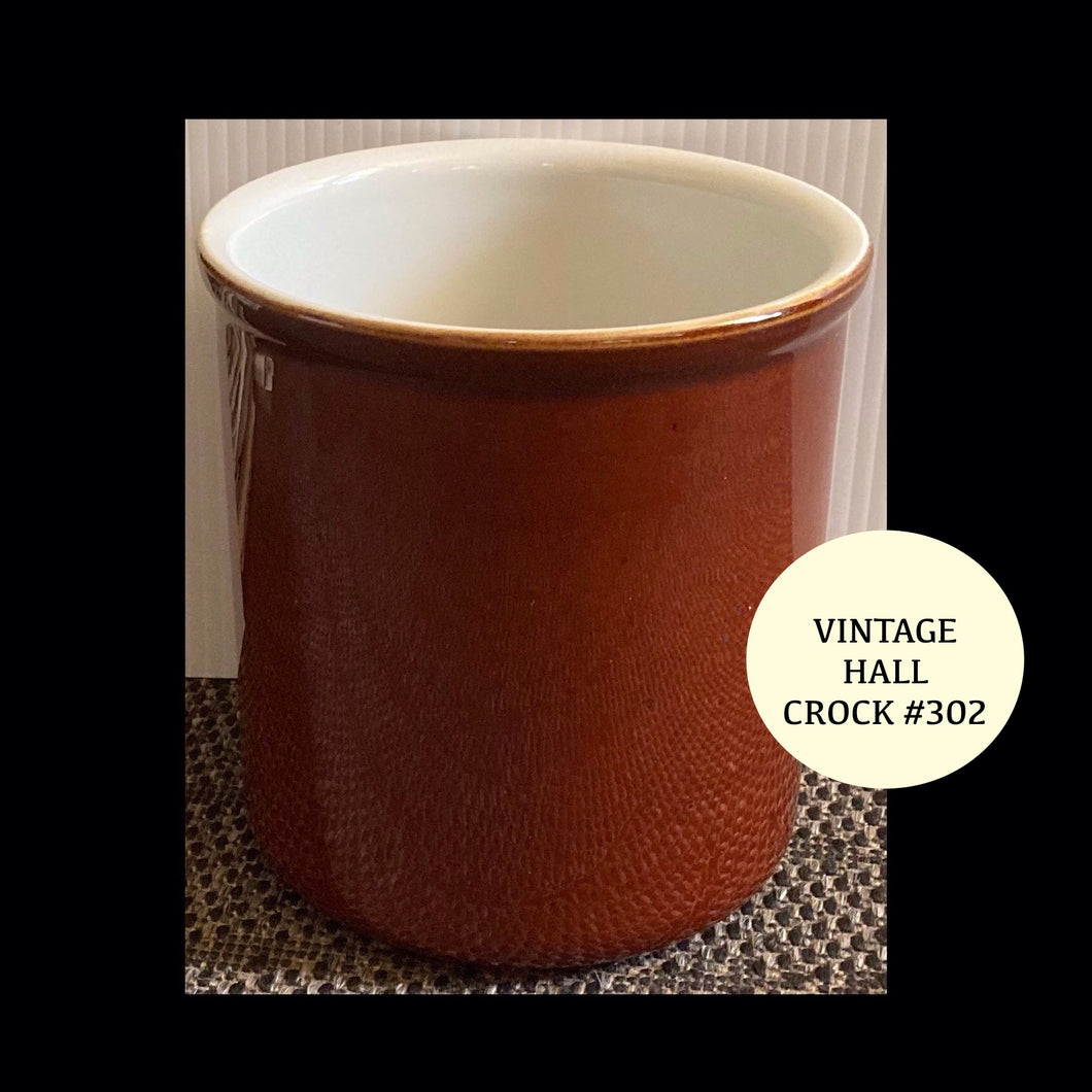 Vintage Hall Pottery Heavy Crock 302 Brown Glaze,