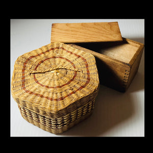 SMALL VINTAGE  STORAGE  BOXES … SEA GRASS AND WOOD