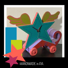 Load image into Gallery viewer, WOOD STAR CLOCK by B.LEADER HANDMADE IN PA.
