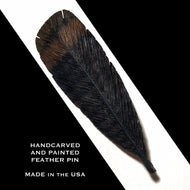 HANDCARVED wood feather pin