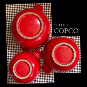 3 NESTED COPCO RED MIXING BOWLS  - PO