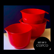 Load image into Gallery viewer, 3 NESTED COPCO RED MIXING BOWLS  - PO
