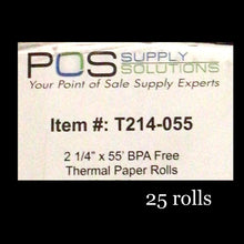 Load image into Gallery viewer, 2 1/4&quot; x 55&#39; Thermal Receipt Credit Card Paper
