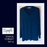 SYMPLI  VNECK  cobalt  LS LONG TOP