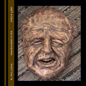 R.POLLOK CLAY SCULPTURE FACE HANDMADE IN PA.