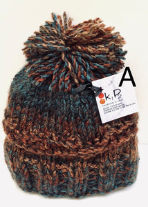k1p2   brown - turquoise hats /scarves